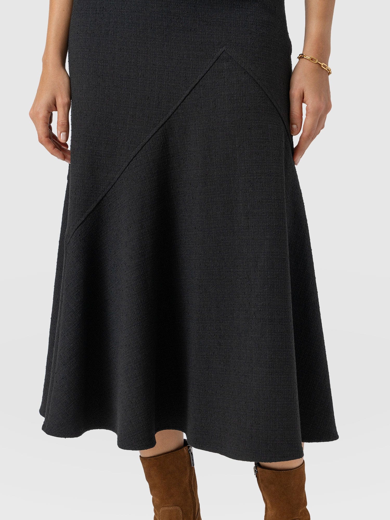 Lumi Panelled Skirt - Black Boucle - Women's Skirts | Saint + Sofia® USA